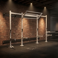 Estación de Dominadas y Dipes Montada en Pared con Múltiples Agarres, Brazos de Seguridad y Estructura de Acero para Entrenamiento Funcional en Casa
