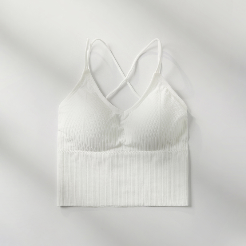 White [v-neck cross strap bra pad]