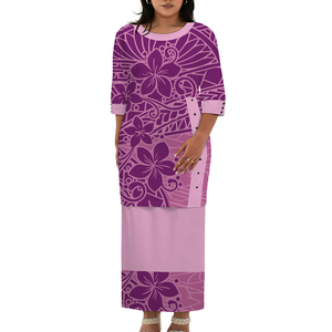 Abito estivo da donna personalizzato, set gonna due pezzi taglie forti con scollo a O, stile tribale polinesiano samoano, Puletasi - Product Image 5