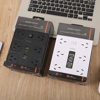 Stop Kontak USB Multifungsi dengan Penggulung Kabel, Saklar Ekstensi Pintar, Papan Kabel Multi-Port untuk Rumah Tangga, Penyimpanan Tomacorriente