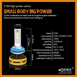 MiaoDiSheng <span class=keywords><strong>F100</strong></span> universale 12000lm 120w H1 H4 H7 H11 HB3 HB4 9005 9006 fari a Led ad alta potenza sistemi di illuminazione automatica - Product Image 6