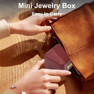 Luxury Round Leather Jewelry <b>Box</b> with an Angled Design, Ideal for Displaying Necklaces, Earrings, Bracelets, Pendants, and <b>Rings</b> - Product Image 5