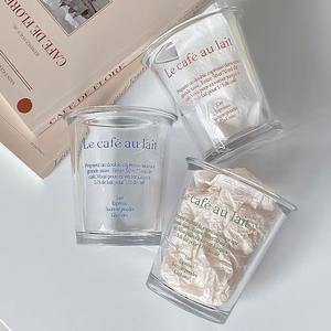 Tazza di <span class=keywords><strong>vetro</strong></span> per la colazione 350ml impilabile <span class=keywords><strong>in</strong></span> rilievo latte trasparente tè al caffè Design semplice ufficio uso della casa lettera di stampa tazza - Product Image 4