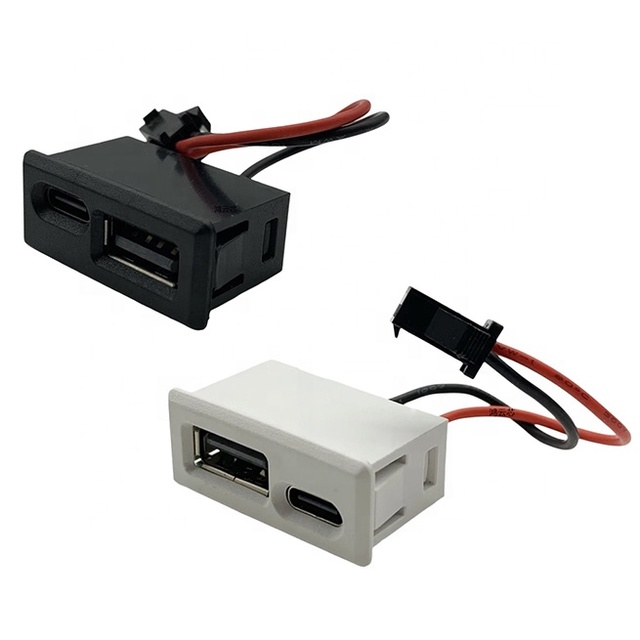 Double Layer Black White USB Female Base Type-C Socket Female USB Lamp Charging Socket Power Sockets 2P Lighting Accessories