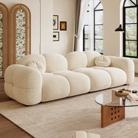 Canapé modulable 3 places Zayshine en velours crème, style nordique moderne et luxueux, pour salon, appartement, villa, canapé de détente design