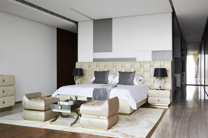 Lit italien <span class=keywords><strong>matelassé</strong></span> de luxe haut de gamme avec tête de lit large, mobilier de chambre à coucher, lit en cuir véritable moderne de luxe, taille king - Product Image 6