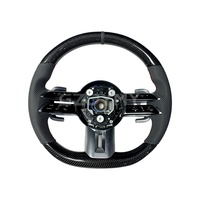 Volant en fibre de carbone et cuir perforé pour Mercedes-Benz W222 S450 S500 X253 GLC300 C253 GLC43 - Détail de surpiqûres rouges