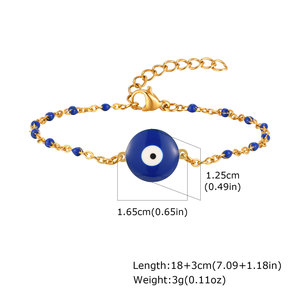 Gioielli alla Moda, Braccialetti con Perline Blu Scuro e Occhio del Diavolo in Acciaio Inossidabile Placcato Oro 18K, Regolabili per Donne e Ragazze - Product Image 6