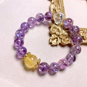 Pulsera de Hielo con Cuentas en Forma de Bola de <span class=keywords><strong>Asai</strong></span> Púrpura Natural DIY con Microincrustaciones de Patrón Rayado y Fragmentos de Cristal, Regalos - Product Image 4