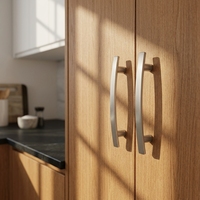 Tiroir de commode ou d'armoire de cuisine moderne incurvé et fin en alliage d'aluminium nickel brossé 64/96mm, modèle 2026, de fabrication OEM