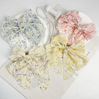 Barrettes à cheveux personnalisées en maille florale avec perles, grandes barrettes à nœud élégantes, accessoires de mode pour femmes