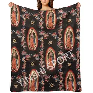 2024 Custom Virgin Mary Soft Flannel Blanket Custom Sublimation Fleece Flannel Travel Throw Picnic Mexico Blankets