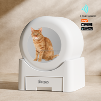 Kotak Pasir Kucing Otomatis Pintar 64L dengan Kontrol Aplikasi, Toilet Elektronik Tertutup, Desain Anti-Jepit untuk Banyak Kucing