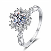 Bague Solitaire Tendance en Moissanite Forme Tournesol, Argent 925, Clarté VVS, pour Fiançailles, Vente en Gros, Bijoux en Vrac, Fabrication OEM ODM