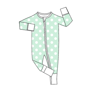 Précommande Combinaison Bébé Fille Personnalisée OEM Automne à Pois Manches Longues Douce Extensible avec Fermeture Éclair - Product Image 6