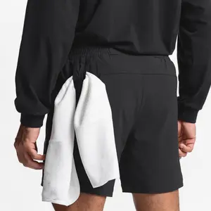男士夏季休闲后口袋设计迷彩汗衫短裤定制标志跑步运动锻炼拉绳腰健身短裤男士