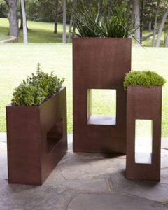 Jardinière en acier Corten de style géométrique - Pot de fleurs écologique pour l'intérieur et l'extérieur - Maison et jardin - Product Image 5