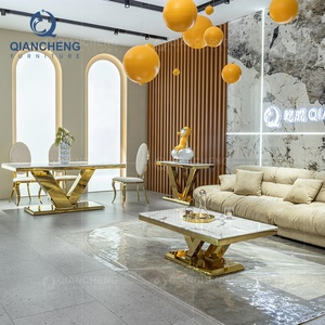 Qiacheng-Mesa de entrada de acero inoxidable para el hogar, mesa de estilo nórdico con <span class=keywords><strong>consola</strong></span> de pasillo, color dorado - Product Image 3