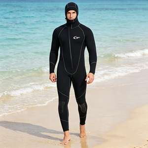 Combinaison de plongée intégrale en néoprène extensible OEM personnalisée de 1,5 mm avec capuche et fermeture éclair frontale pour la plongée, le <span class=keywords><strong>surf</strong></span>, la plongée avec tuba et la natation en eau chaude - Product Image 6