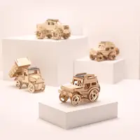 Modelo de construcción de ingeniería solar, juguete educativo de coche de madera