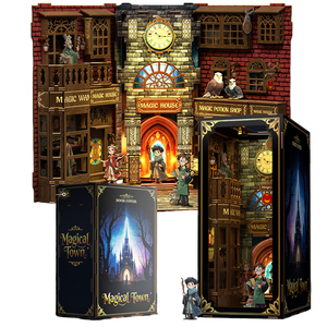 Kit de puzzle <span class=keywords><strong>en</strong></span> <span class=keywords><strong>bois</strong></span> 3D à faire soi-même, Book Nook, nouveautés 2025, cadeau d'Halloween et de Noël, Booknook, librairie éternelle avec lumières LED - Product Image 1