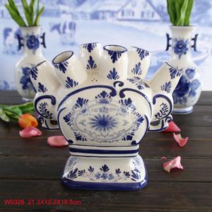 Vase à tulipes <span class=keywords><strong>Delft</strong></span> vintage à 3 doigts, peint à la main, bleu et blanc, magnifique état - Product Image 2