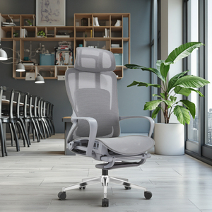 ग्रे एर्गोनोमिक लिफ्ट कुर्सी समायोज्य पु आधुनिक डिजाइन एल्यूमीनियम फुटरेस्ट प्लास्टिक पैरों को बढ़ाया गया आराम - Product Image 3