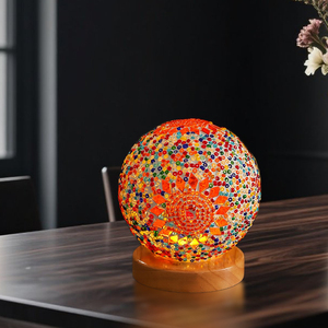 Phong Cách Cổ Điển Thủy Tinh Pha Lê Đèn Khảm Bóng Thủy Tinh Ánh Sáng Ban Đêm Với Cơ Sở Bằng Gỗ Retro Trang Trí Nội Thất Ánh Sáng Cho Phòng Ngủ Đèn Cạnh Giường Ngủ - Product Image 5