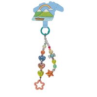 Chaîne de téléphone portable colorée en forme de cœur et d'étoile à cinq branches, porte-clés tendance et polyvalent, décoration en perles acryliques