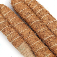 Poteau en fibre de coco naturelle avec bâton en bois pour plantes grimpantes d'intérieur et d'extérieur, support de jardinage