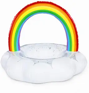 Inflatable Magical Pool Float with Glitter Inside, Patch Kit Included, Swim tube ( Rainbow)