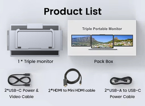 Sibolan 14 inch Ba xách tay màn hình <span class=keywords><strong>LCD</strong></span> IPS Bảng điều chỉnh 1920*1200P kép Extender máy tính xách tay bằng sáng chế thiết kế kép Type-C USB 3.1 <span class=keywords><strong>LED</strong></span> - Product Image 2