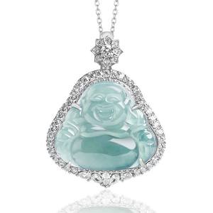 Pendentif Bouddha en jadéite naturelle, bijoux pour femmes en argent S925, style chinois, cadeau bouddhiste avec certificat d'évaluation D311 - Product Image 1