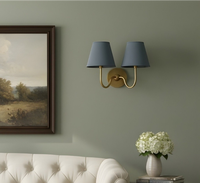Applique murale Luvora en cuivre avec double abat-jour en tissu, style moderne classique, pour chambre à coucher, salon, décoration intérieure