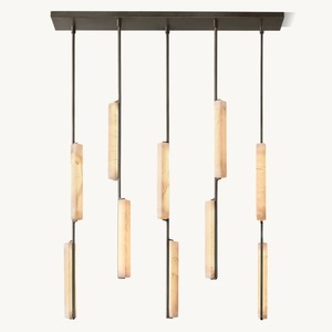 Lustre moderne en albâtre <span class=keywords><strong>Cora</strong></span>, lampes suspendues de luxe dorées, luminaire suspendu en marbre pour salon - Product Image 3