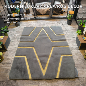 Alfombras Antideslizantes de Lujo Hechas a Mano, Estilo Moderno y Simple, con Patrón Geométrico, para Sala de Estar, Dormitorio, Auto, Tamaño Grande, de Poliéster Lavable - Product Image 2