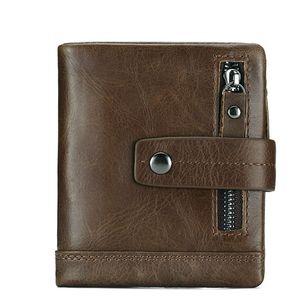 <span class=keywords><strong>Porte</strong></span>-cartes à trois volets en cuir véritable pour hommes, portefeuille mince vintage, poche à <span class=keywords><strong>monnaie</strong></span>, 10 cartes - Product Image 6