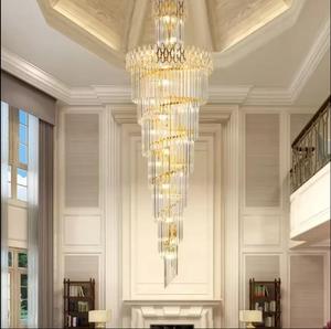 Trendy Gold Spiral Staircase Pendant <b>Light</b> Multiple Pendants for Villa Lighting Long Middle <b>Lamp</b> Size - Product Image 3