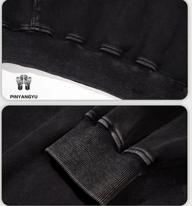 <span class=keywords><strong>Felpa</strong></span> con Cappuccio <span class=keywords><strong>Vintage</strong></span> <span class=keywords><strong>Nera</strong></span> Effetto Acid Wash per Uomo, 100% Cotone, con Zip, Giacche in Denim con Cappuccio all'Ingrosso - Product Image 4