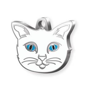 Etiqueta de identificación para gatos Tag Cat Angora White, para gatos con ojos azules y acabado plateado - Product Image 1