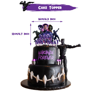 Kit de décoration de fête d'<span class=keywords><strong>anniversaire</strong></span> pour enfants garçons, super-héros, Panthère Noire, avec globos imprimés de 12 pouces, toppers jetables en papier pour gâteaux et cupcakes - Product Image 5