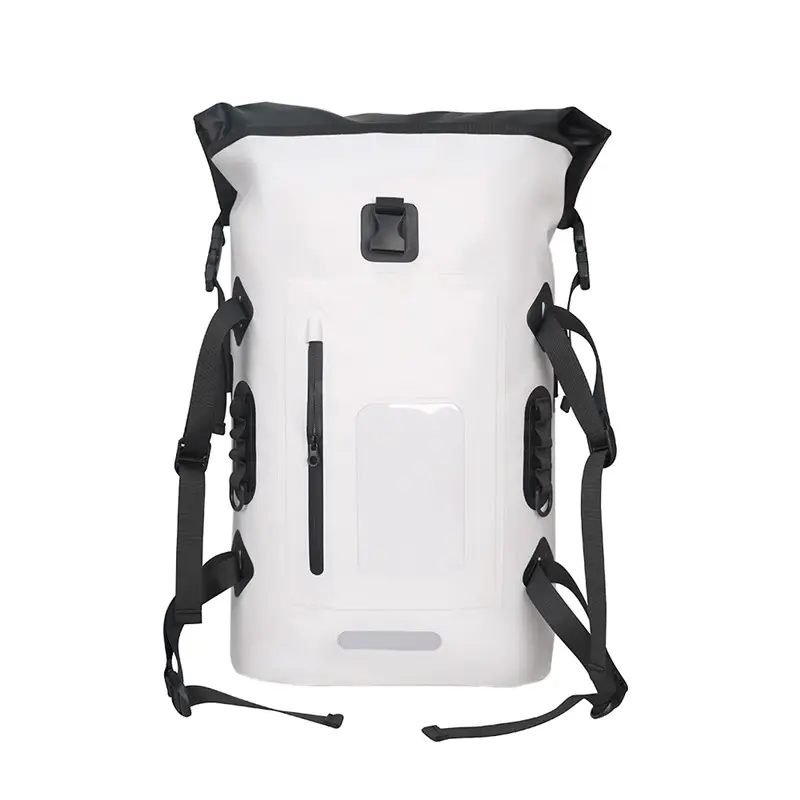 Özel logo 32L rulo üst açık yürüyüş sırt çantası kamp seyahat su geçirmez çantalar su geçirmez 500D PVC branda kuru çuval