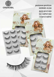 Ciglia Finte Grenobil 8D, Striscia Completa, Spesse, Curvatura D, 0.07mm, Pelo Sintetico, Fascia Nera XIERMEI-K194 - Product Image 1