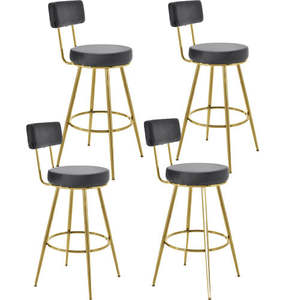 New Home Metal Luxury Gold Velvet Kitchen Cheap Modern Stools High <b>Chair</b> for Restaurant Bar Counter - Product Image 1