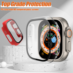 Lot de 2 coques complètes pour <span class=keywords><strong>Apple</strong></span> <span class=keywords><strong>Watch</strong></span> Ultra 49mm, couleur noire avec protecteur d'écran en verre trempé pour iWatch Ultra 49mm - Product Image 2