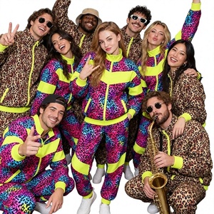 Conjunto Deportivo Retro de los 80s para Hombre y Mujer, Chaqueta Cortavientos Retro de los 90s para Parejas, Traje Deportivo de los 90s, Disfraz de los 80s para Hombre, Traje Cortavientos Neón - Product Image 1