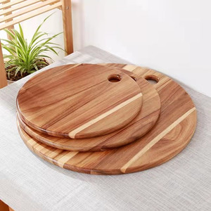 Acacia <b>Wood</b> Cutting Board Round Customized Size Kitchen Chopping <b>Block</b> For Fruit Bread Use - Product Image 1