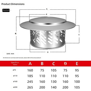 Cubierta de <span class=keywords><strong>Chimenea</strong></span> Tipo Sombrilla de Acero Inoxidable 304, Protector de Lluvia para <span class=keywords><strong>Tubo</strong></span> de Escape Exterior, Cubierta para Techos de <span class=keywords><strong>Tubo</strong></span> Redondo, Protección Contra Insectos y Roedores - Product Image 4