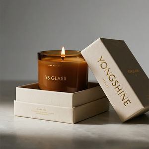 Color personalizado 200ml ámbar vacío vidrio vela tarro contenedor decoración del hogar linterna titulares - Product Image 2