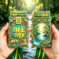 Medallas Personalizadas para Corredores de Maratón Virtual 3D Forest Run 10K, Diseño de Premios Deportivos de Sublimación con Cintas